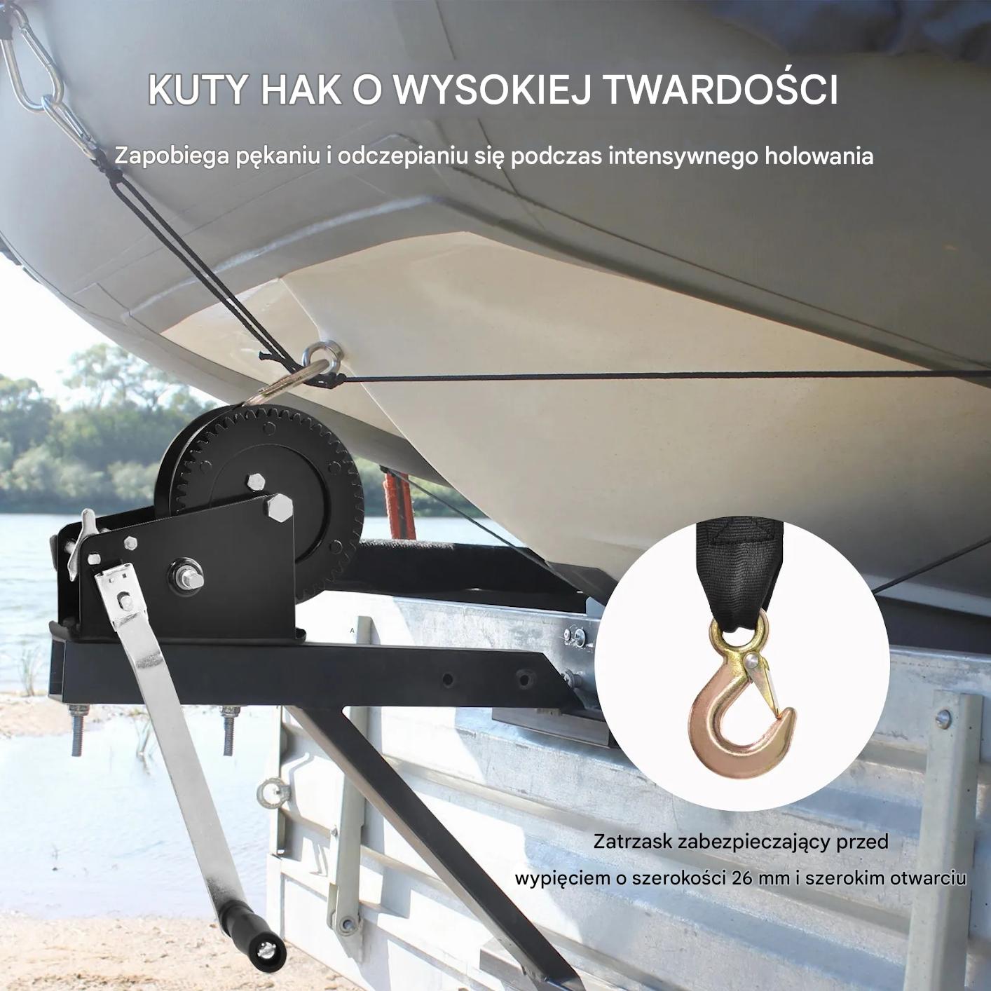 Wyciągarka ręczna 1600 kg z pasem dwukierunkowa do przyczepy łodzi - obrazek 5
