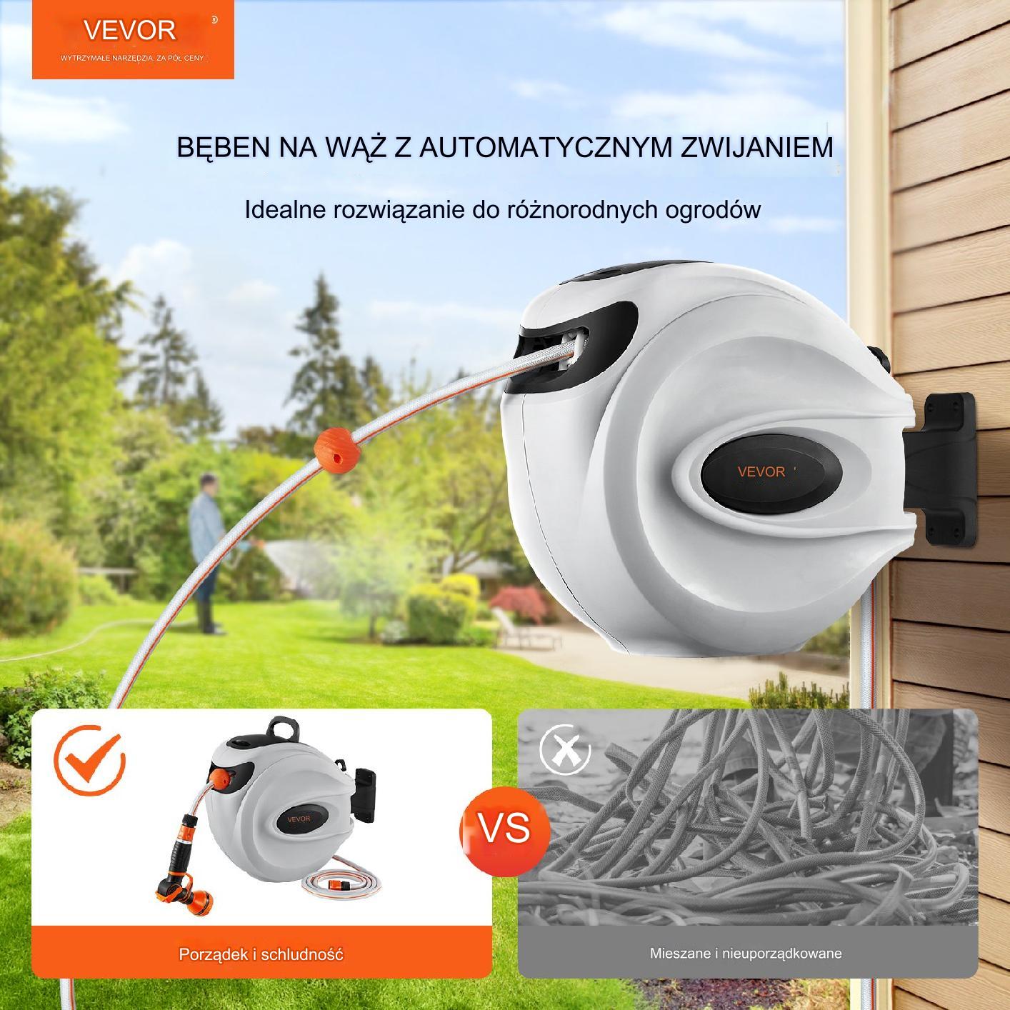 BĘBEN ZWIJACZ NA WĄŻ OGRODOWY AUTOMATYCZNY ZWIJACZ 25m - obrazek 6