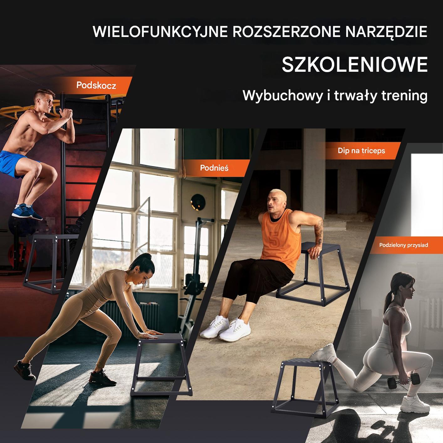 Platforma Plyometryczna Stalowa – Czarna 45 cm - obrazek 5