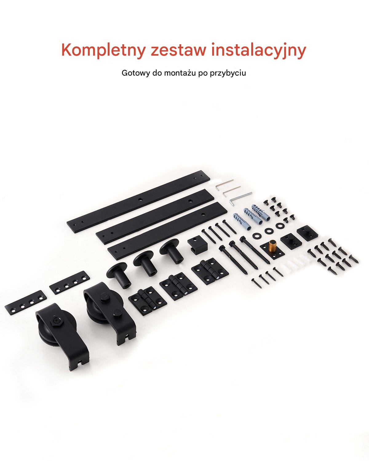 System do Drzwi Przesuwnych Zestaw 90 cm Szyna 2x40 cm 150 kg - obrazek 5