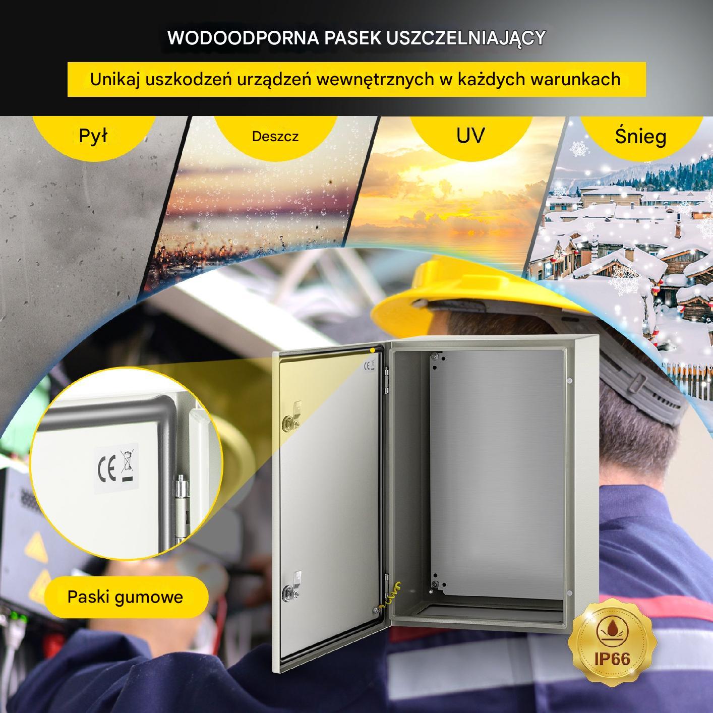 Skrzynka elektryczna rozdzielnia obudowa metalowa 60x40x25 cm IP66 - obrazek 4