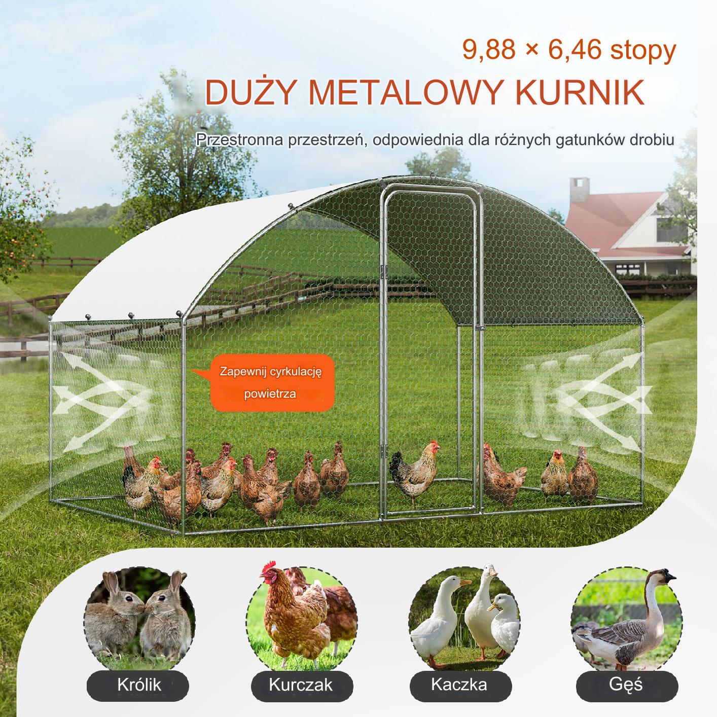 Duża Klatka Wybieg dla Kurczaków 2 x 3 x 2 m - obrazek 3