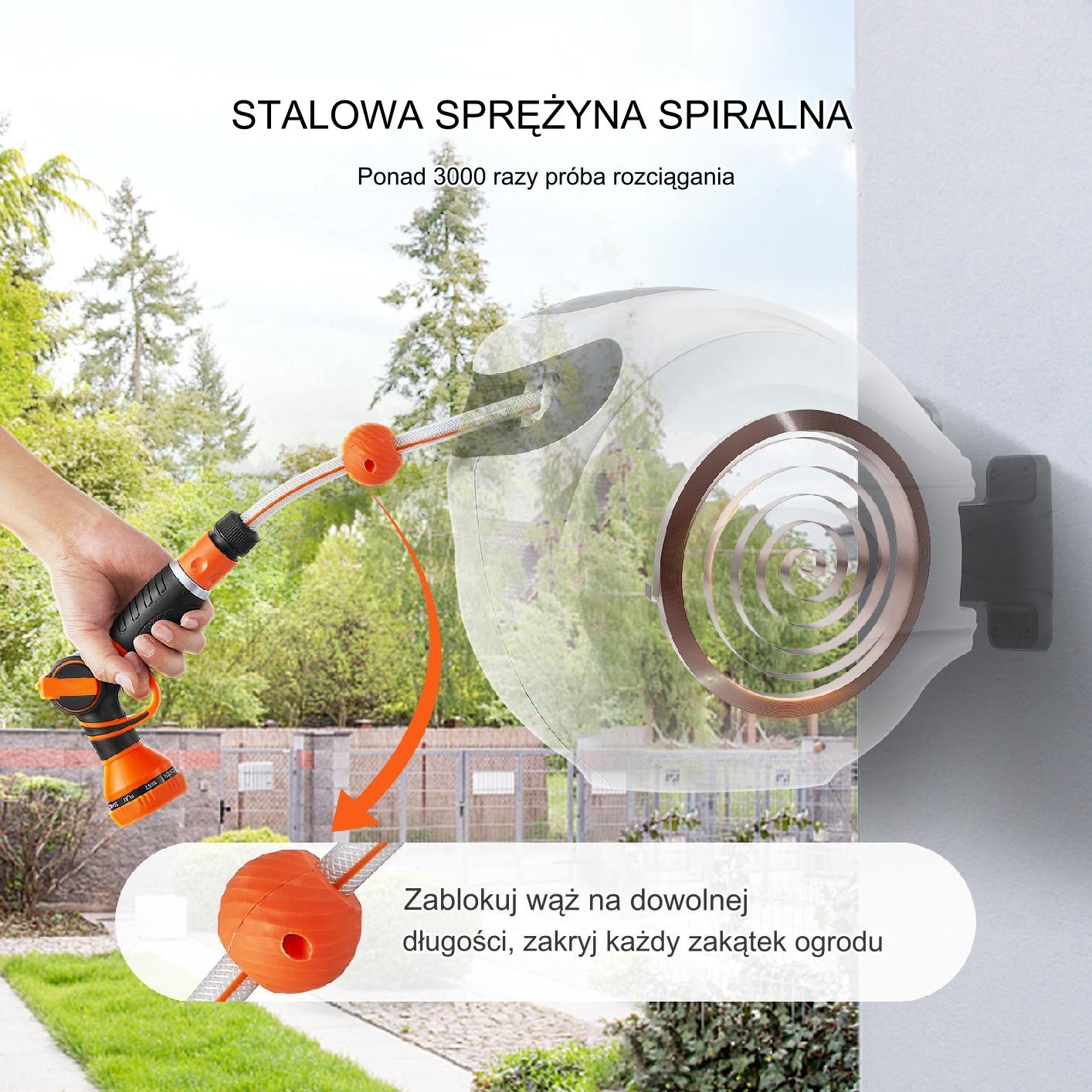 BĘBEN ZWIJACZ NA WĄŻ OGRODOWY AUTOMATYCZNY ZWIJACZ 25m - obrazek 7