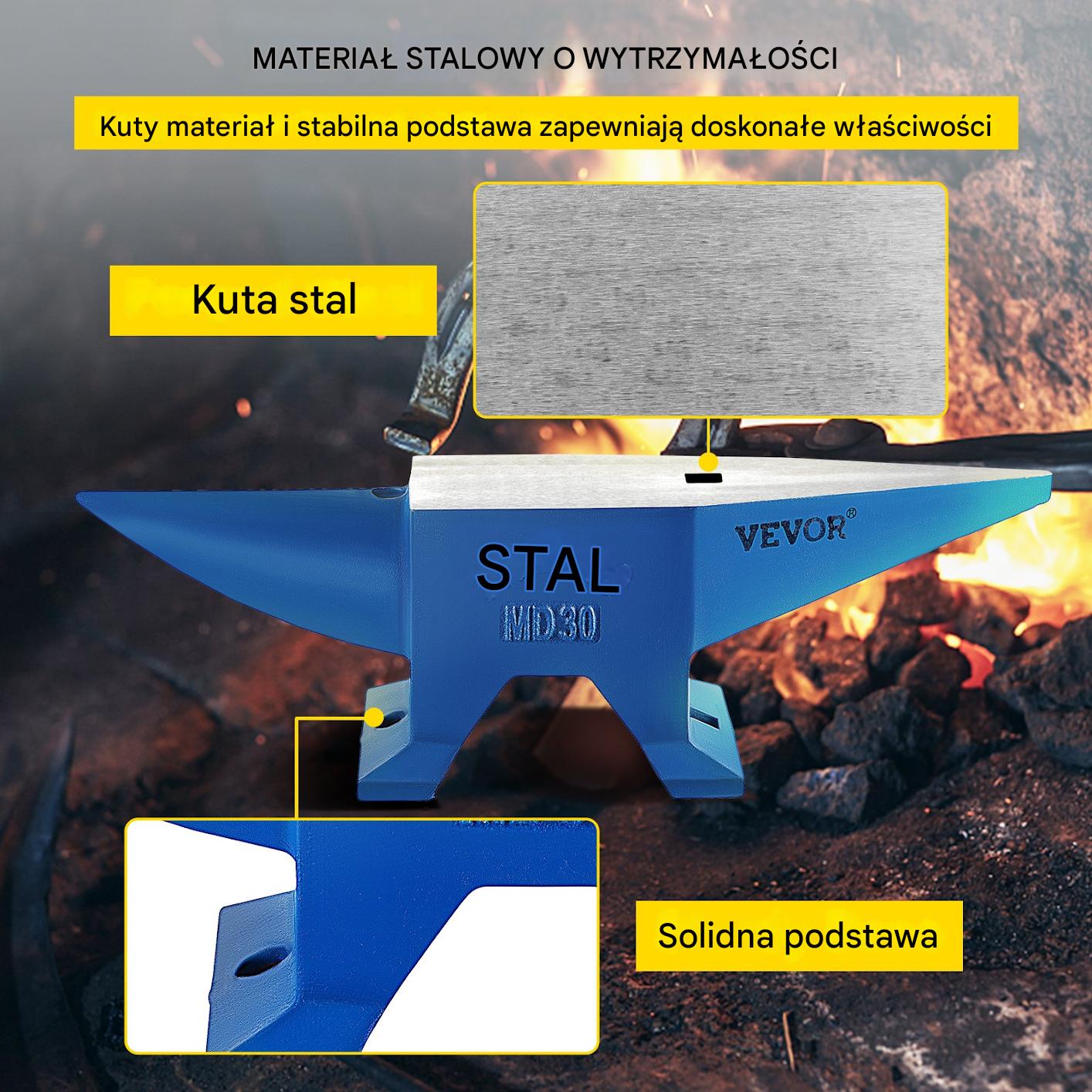 Kowadło stalowe 30 kg – 540 x 150 160 mm - obrazek 3