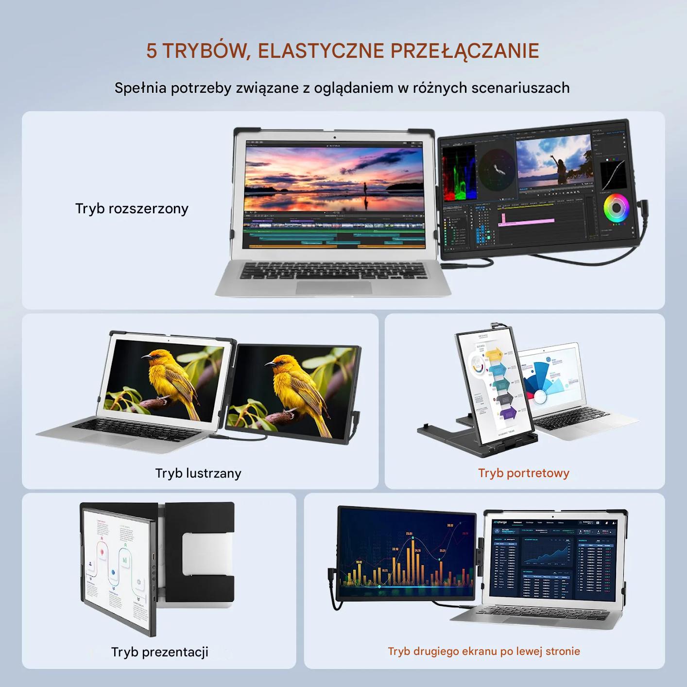 Monitor przenośny 14" HD 1080p do laptopa – rozszerzenie ekranu USB - obrazek 3