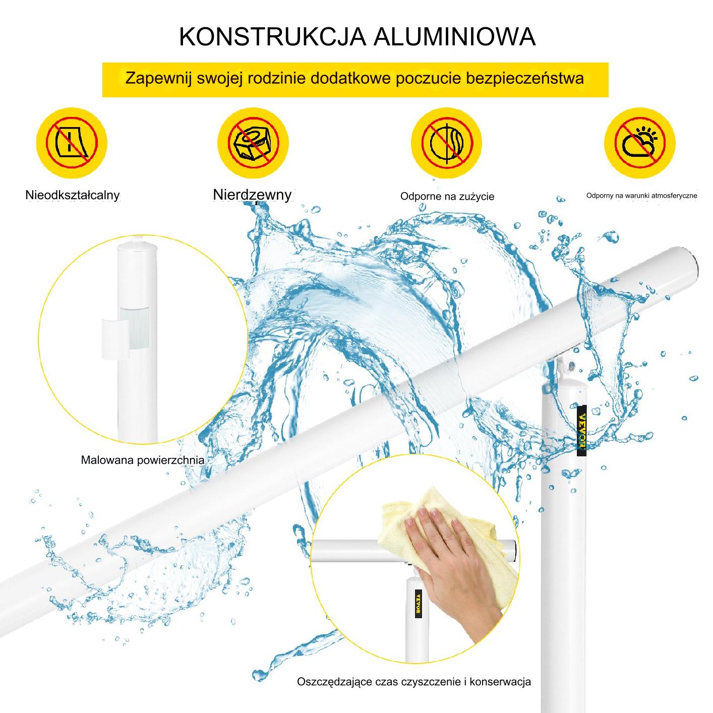 Poręcz schodowa zewnętrzna 152 cm regulowana 0-5 stopni biała aluminiowa - obrazek 3