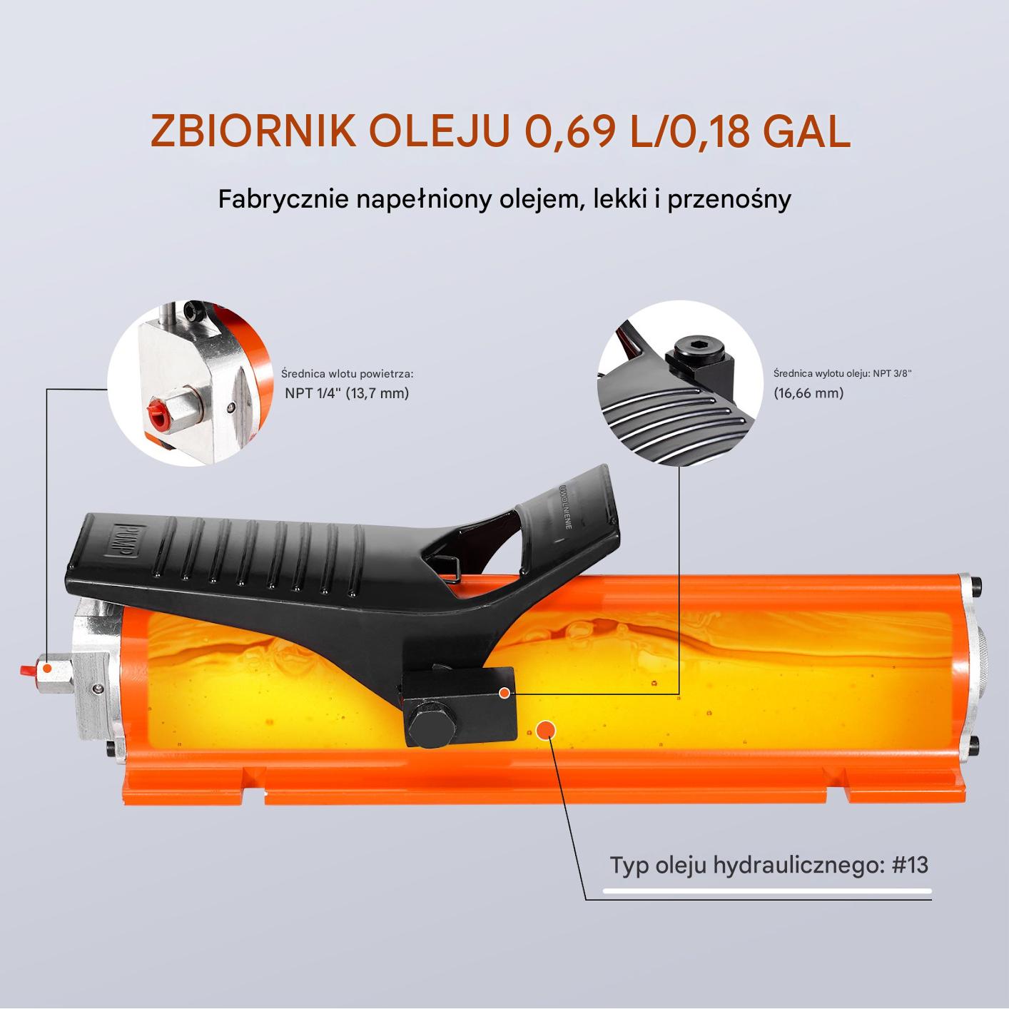 Pompa Hydrauliczna Nożna Pojemność 0,69 L 10 000 PSI - obrazek 3