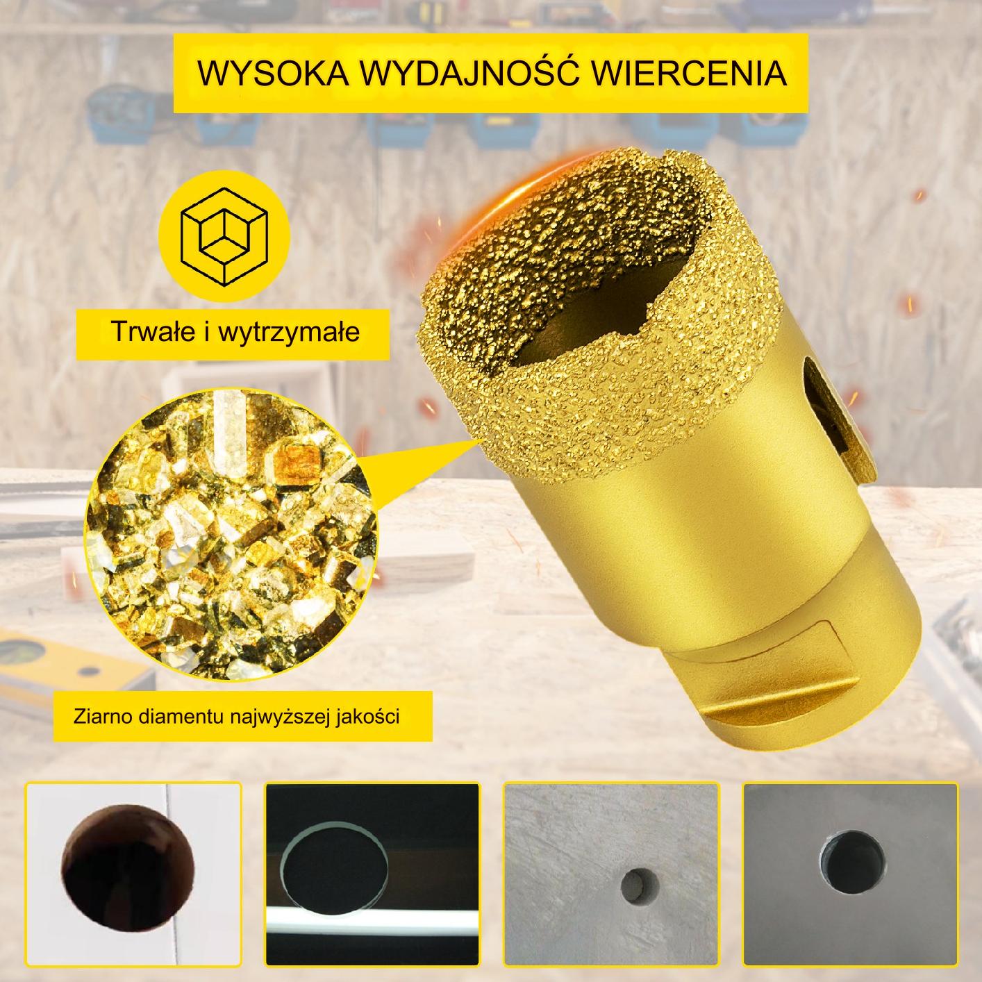 Wiertła diamentowe 6szt 20-68mm do płytek i marmuru – komplet do wiercenia - obrazek 6