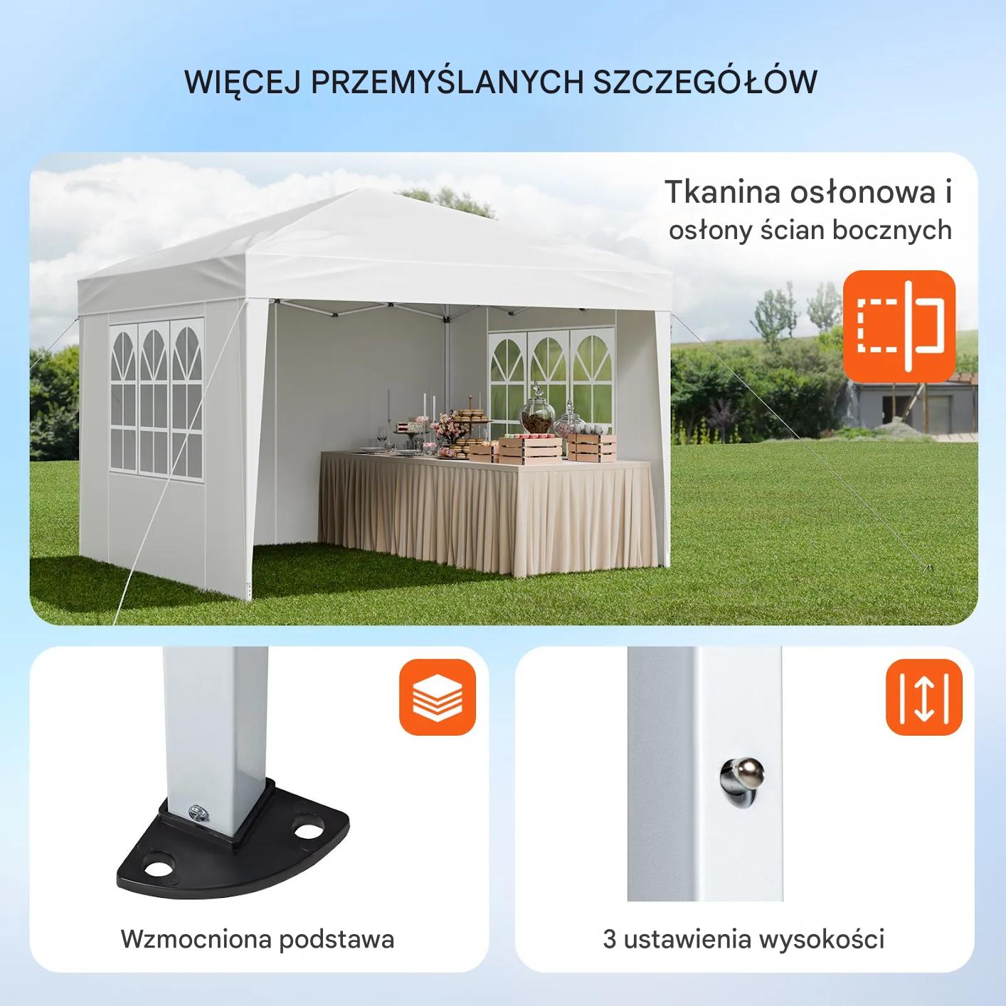 Namiot ogrodowy 3x3m składany z 3 ściankami okna regulacja na eventy ogród - obrazek 7