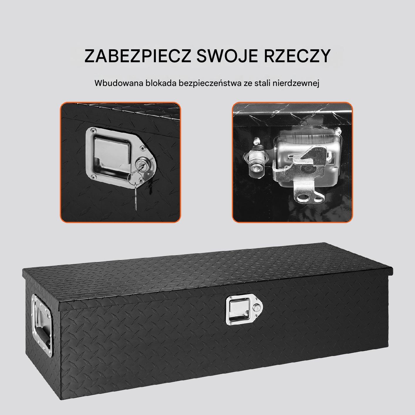Aluminiowa skrzynia narzędziowa 99x33cm 83L wodoszczelna z blokadą 39kg - obrazek 4