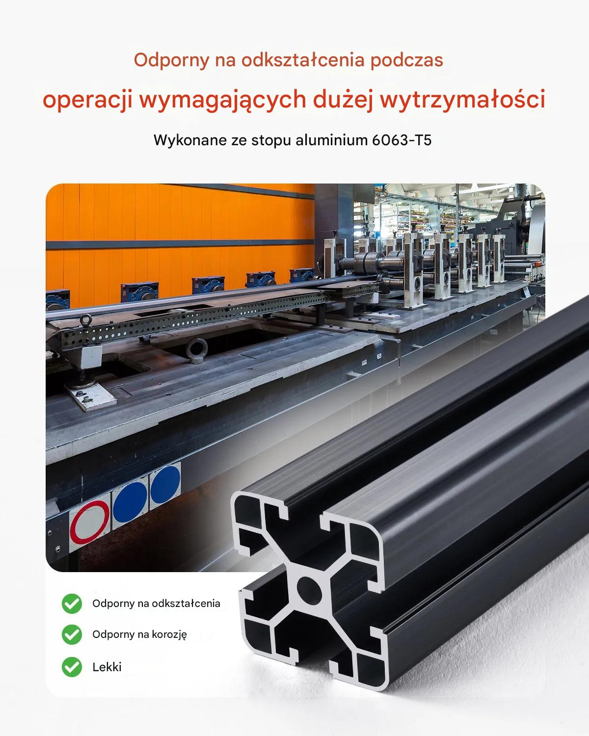 Profile aluminiowe T-slot 4040 1000m 4 szt. - anodowane, CNC, 3D - obrazek 5