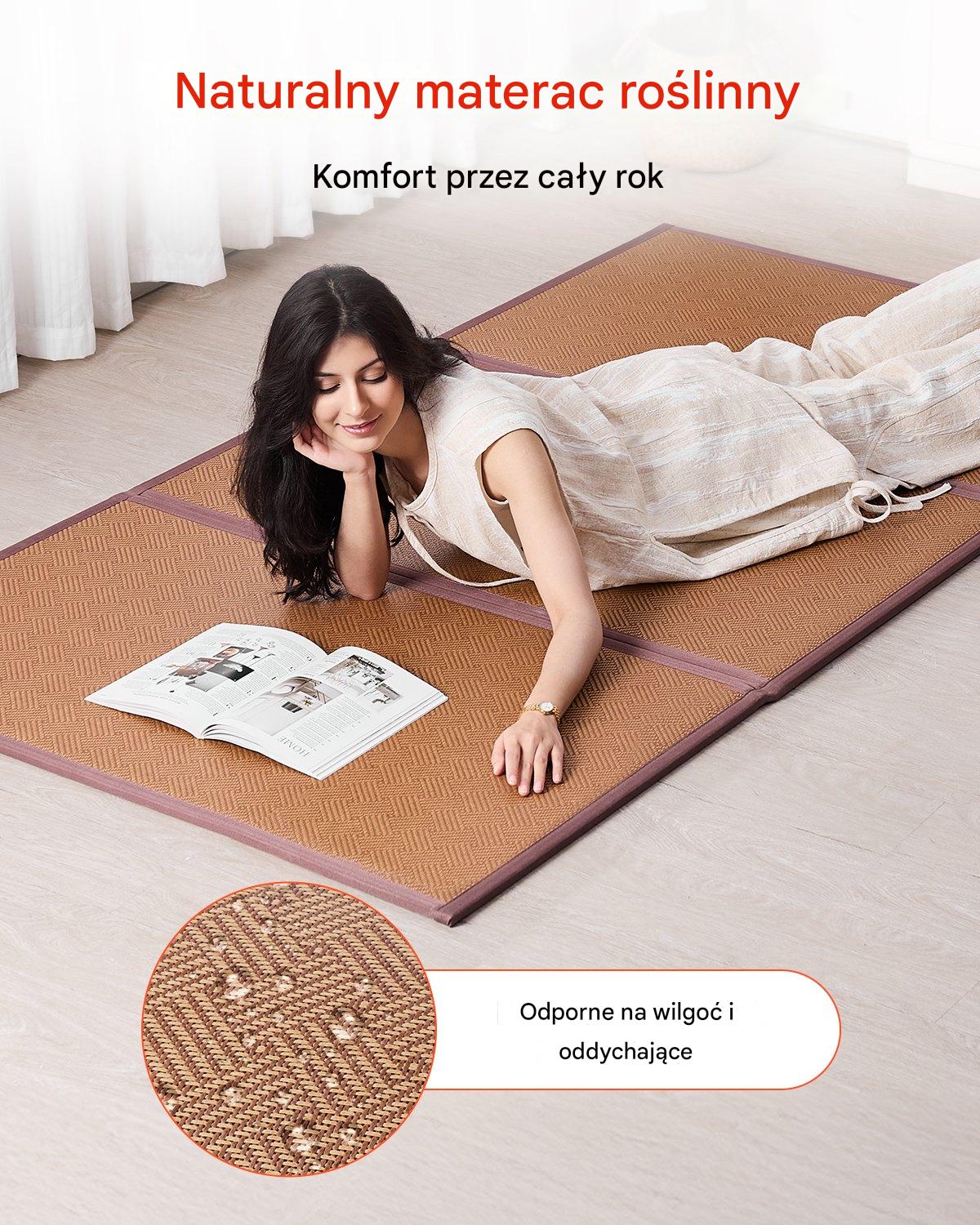 Materac Tatami Japoński Składany z Naturalnej Rattanu – 2032 x 990 x 13 mm - obrazek 4