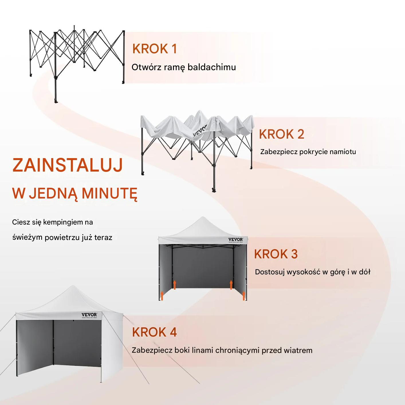 Namiot ogrodowy 3x3m z ściankami składany pawilon pop-up torba plaża ogród - obrazek 5