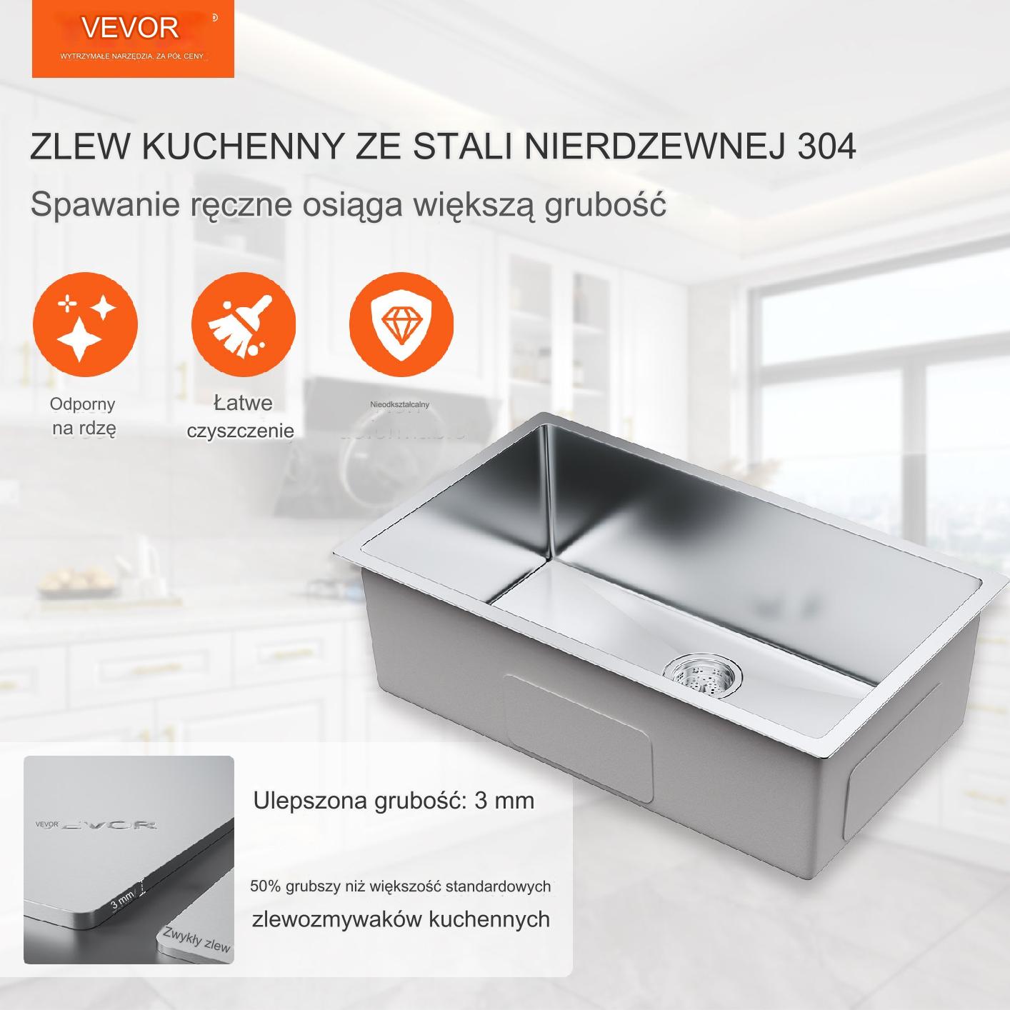 Zlew gastronomiczny zlewozmywak podwieszany 1-komorowy - obrazek 6