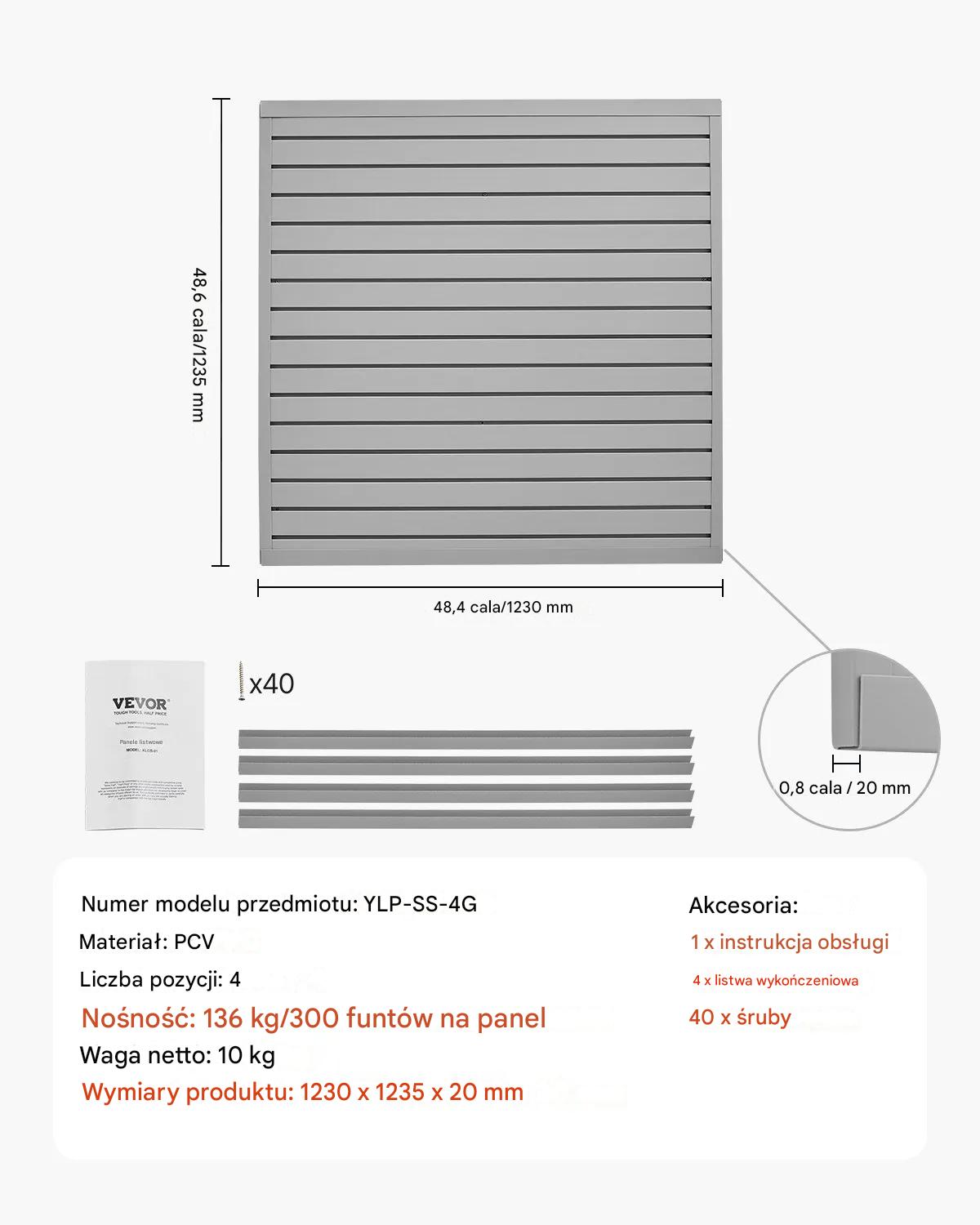 Panele ścienne PVC 120x120 cm modułowe szare do garażu i ekspozycji - obrazek 2