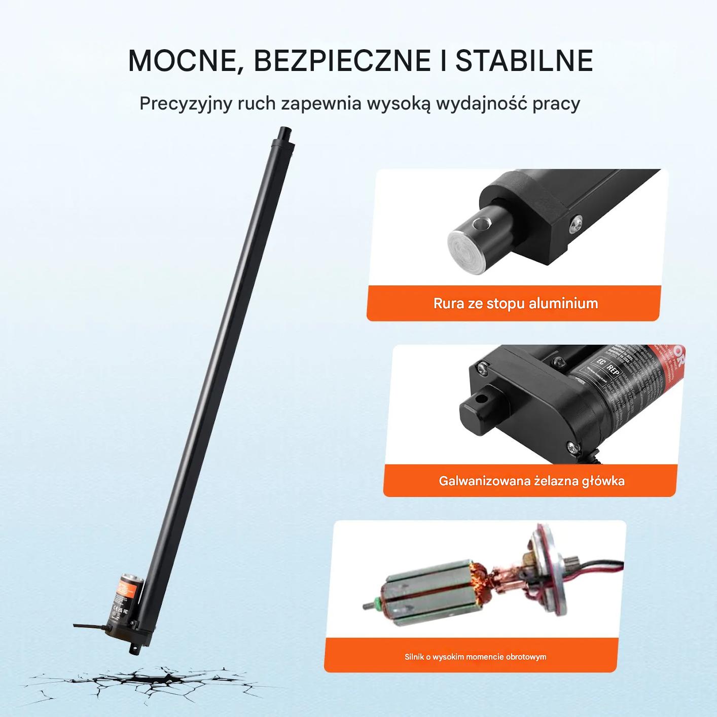 Siłownik liniowy 12V 50,8 cm 1000N szybki IP54 – do automatyki - obrazek 5
