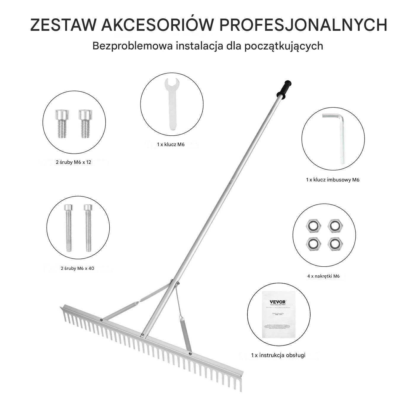 Grabie Zgrabiarka do Czyszczenia Ziemi i Wody 75 cm Aluminiowe z 37 Zębami - obrazek 4