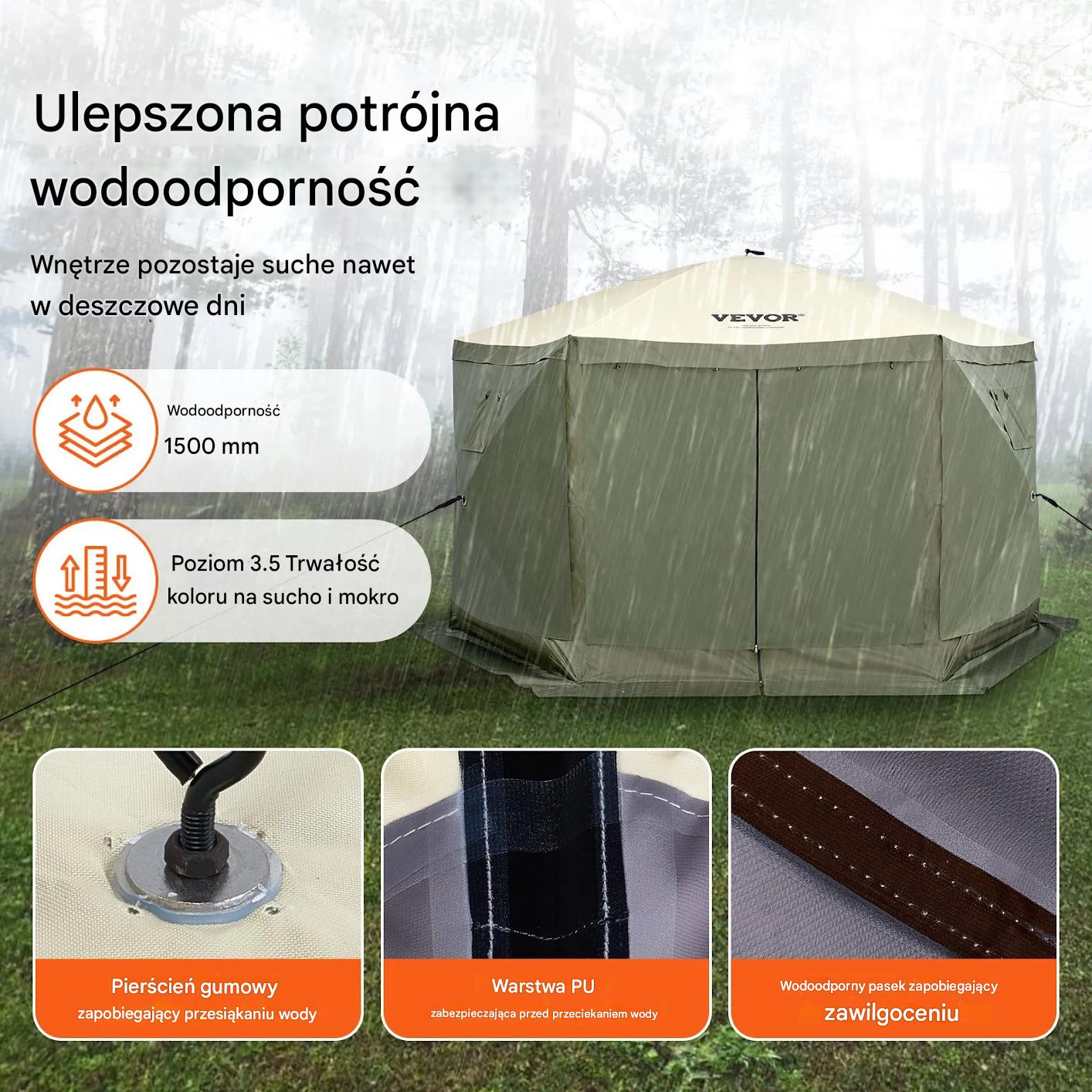 Namiot pawilon ogrodowy imprezowy altana z moskitierą zielony 3,6m2 - obrazek 4