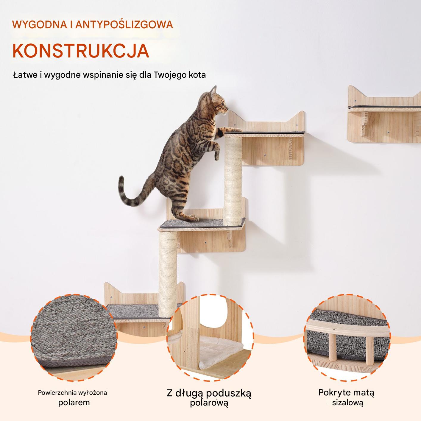Wiszące Półki dla Kota Zestaw 5-częściowy - obrazek 6