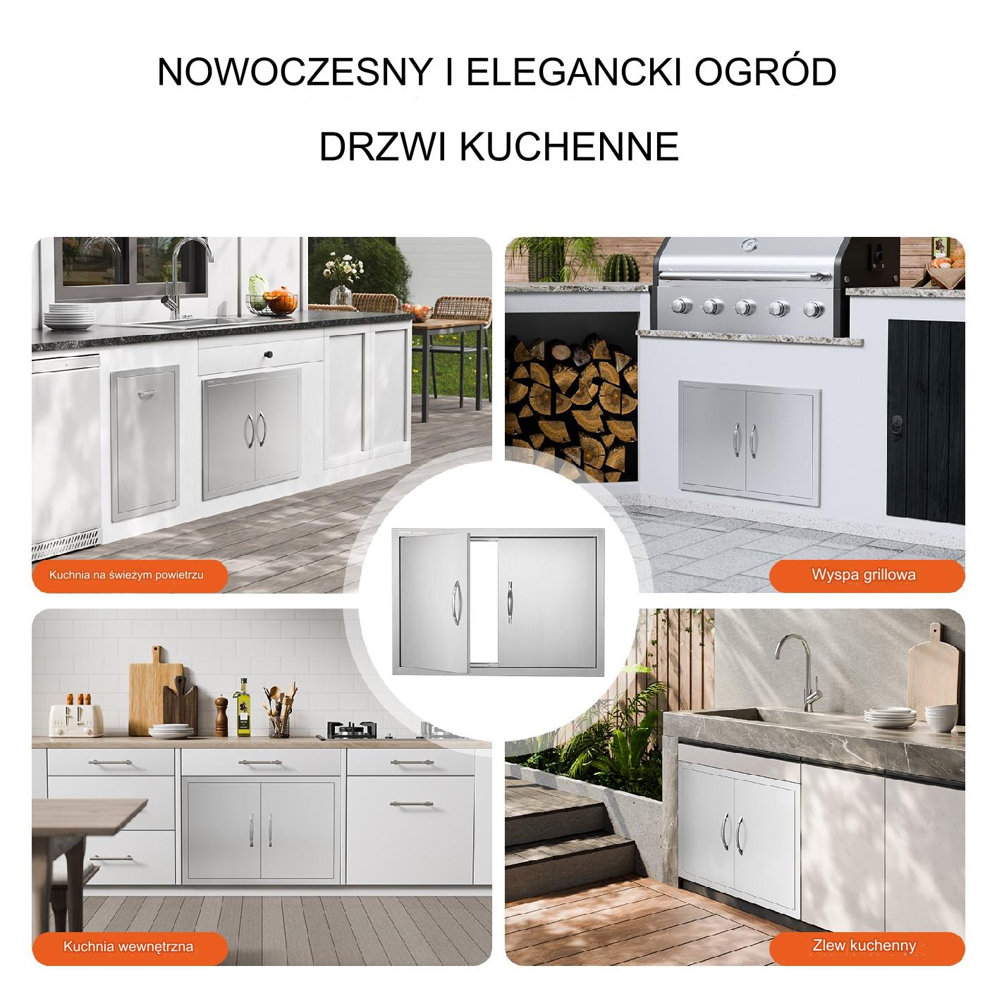 Drzwi do Grilla 774x533 Podwójne Stal Nierdzewna Uchwyty Kuchnia Zewnętrzna - obrazek 5