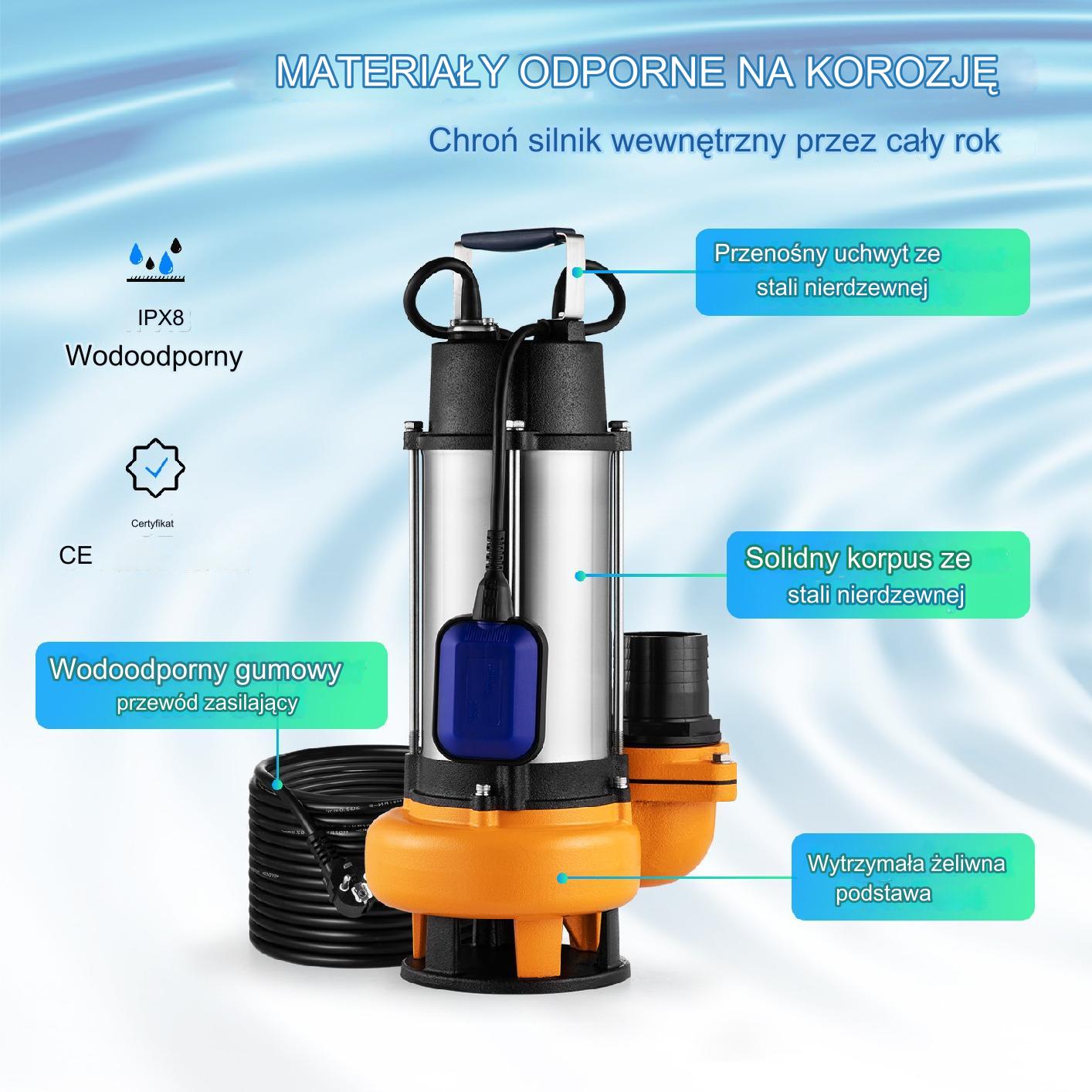 Pompa głębinowa membranowa górnossąca do wody studni zanurzeniowa 2200 W - obrazek 4