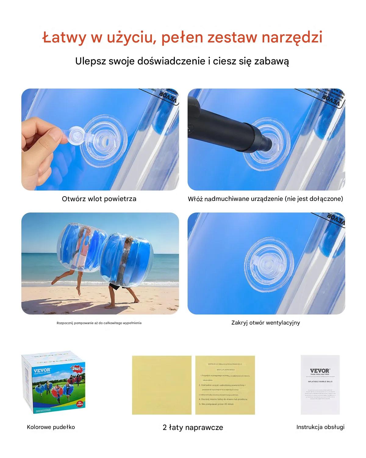 Dmuchańce bumper ball 1,2 m kula PVC nadmuchiwana zabawka plenerowa - obrazek 7