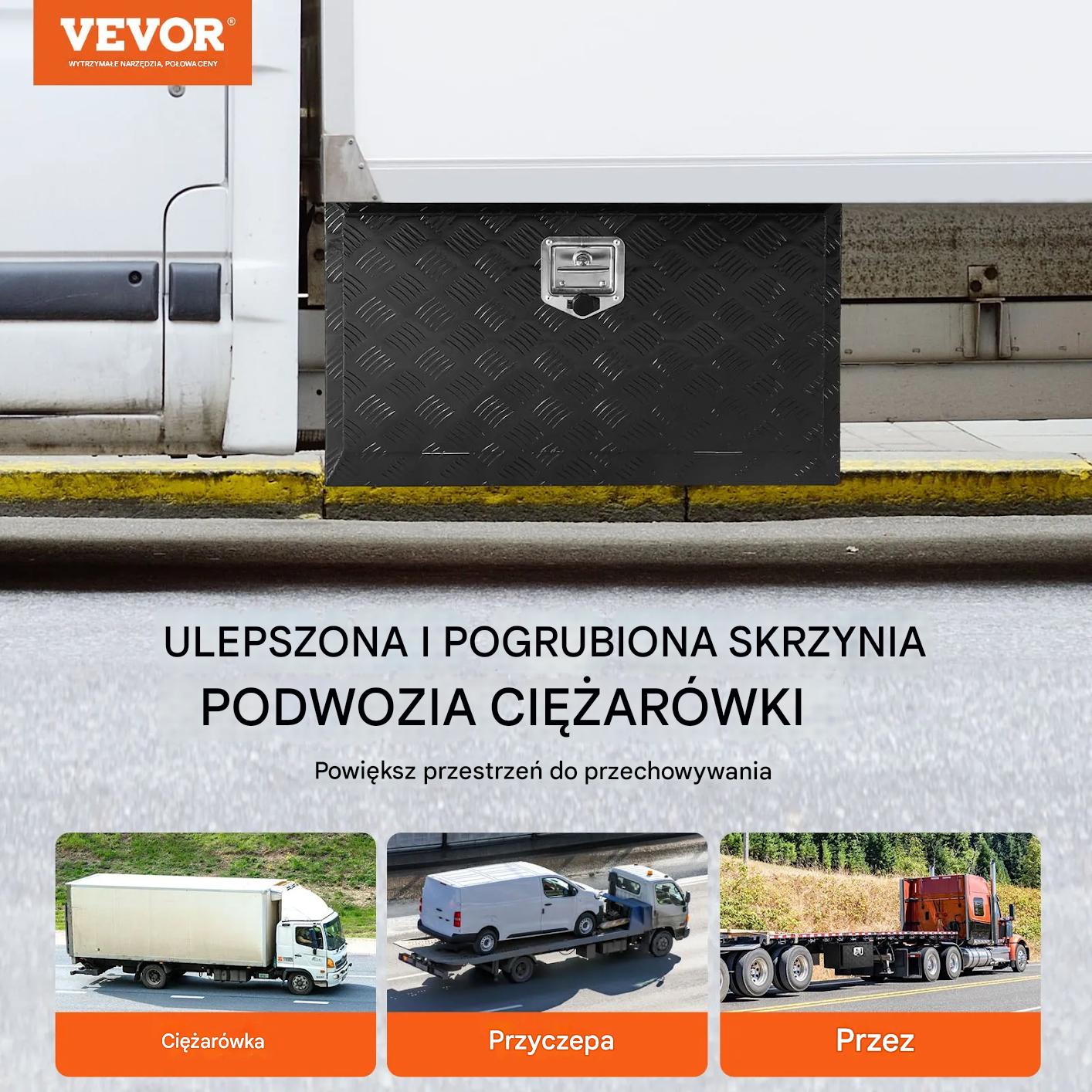 Skrzynia narzędziowa podwoziowa aluminiowa 91×35×40cm wodoodporna zamek - obrazek 3