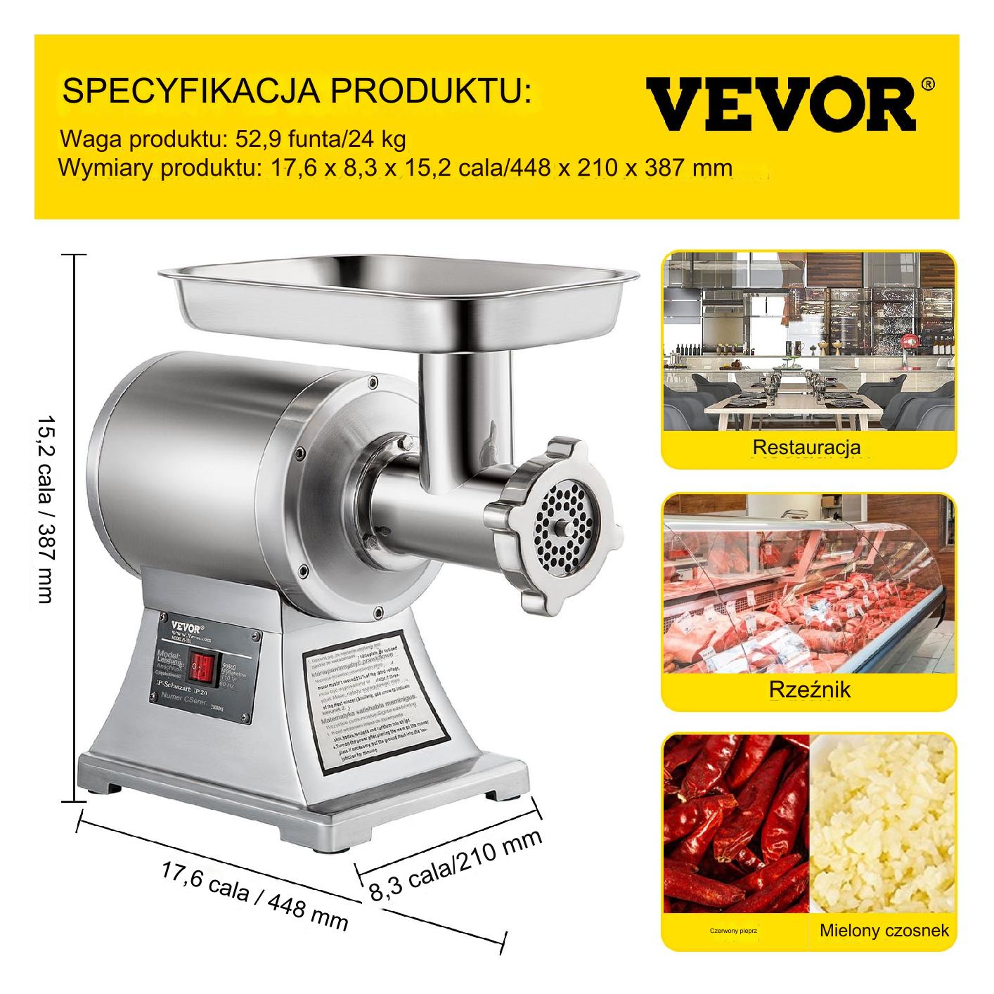 Komercyjna Maszynka do Mielenia Mięsa ze Stali Nierdzewnej 8500 W - obrazek 2