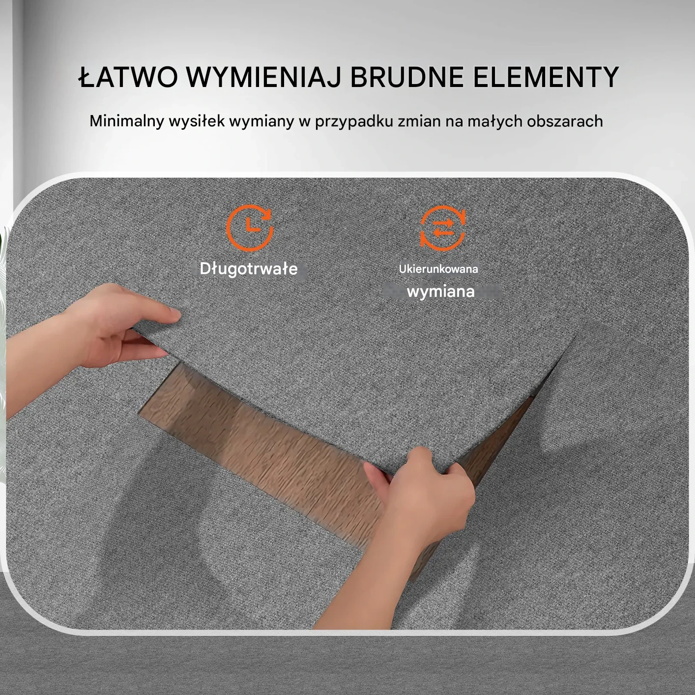 Wykładzina samoprzylepna dywan 610x610 mm 9 szt. łatwy montaż do domu szara - obrazek 6