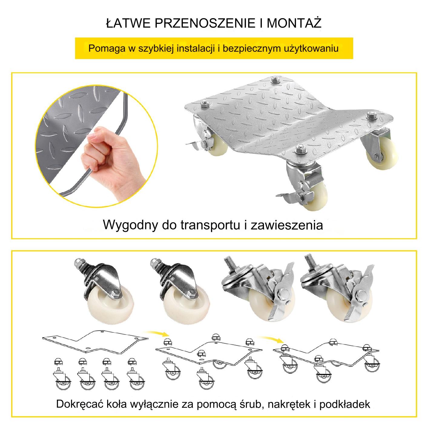 Wózki pod koła 2szt 680kg – do przestawiania aut w warsztacie - obrazek 4