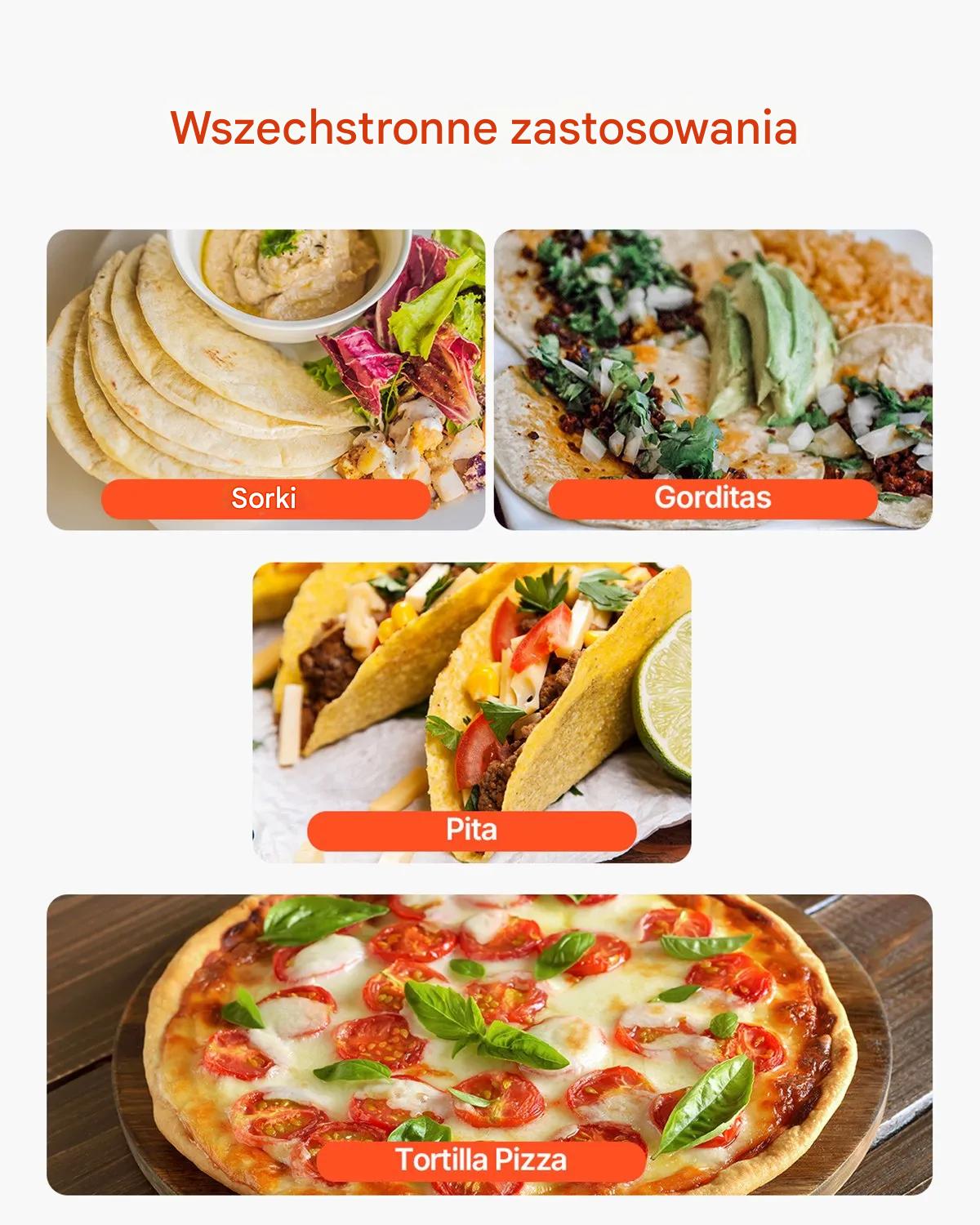 Maszyna do tortilli elektryczna non-stick 2 formy 10-15cm tortilla pizza - obrazek 5