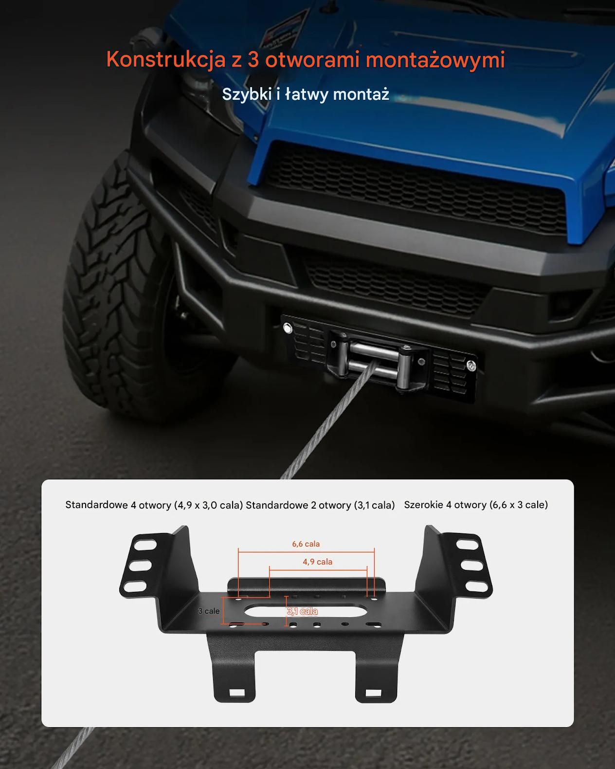 Uchwyt wyciągarki do haka 900-1600 kg stalowy do Polaris Ranger - obrazek 5
