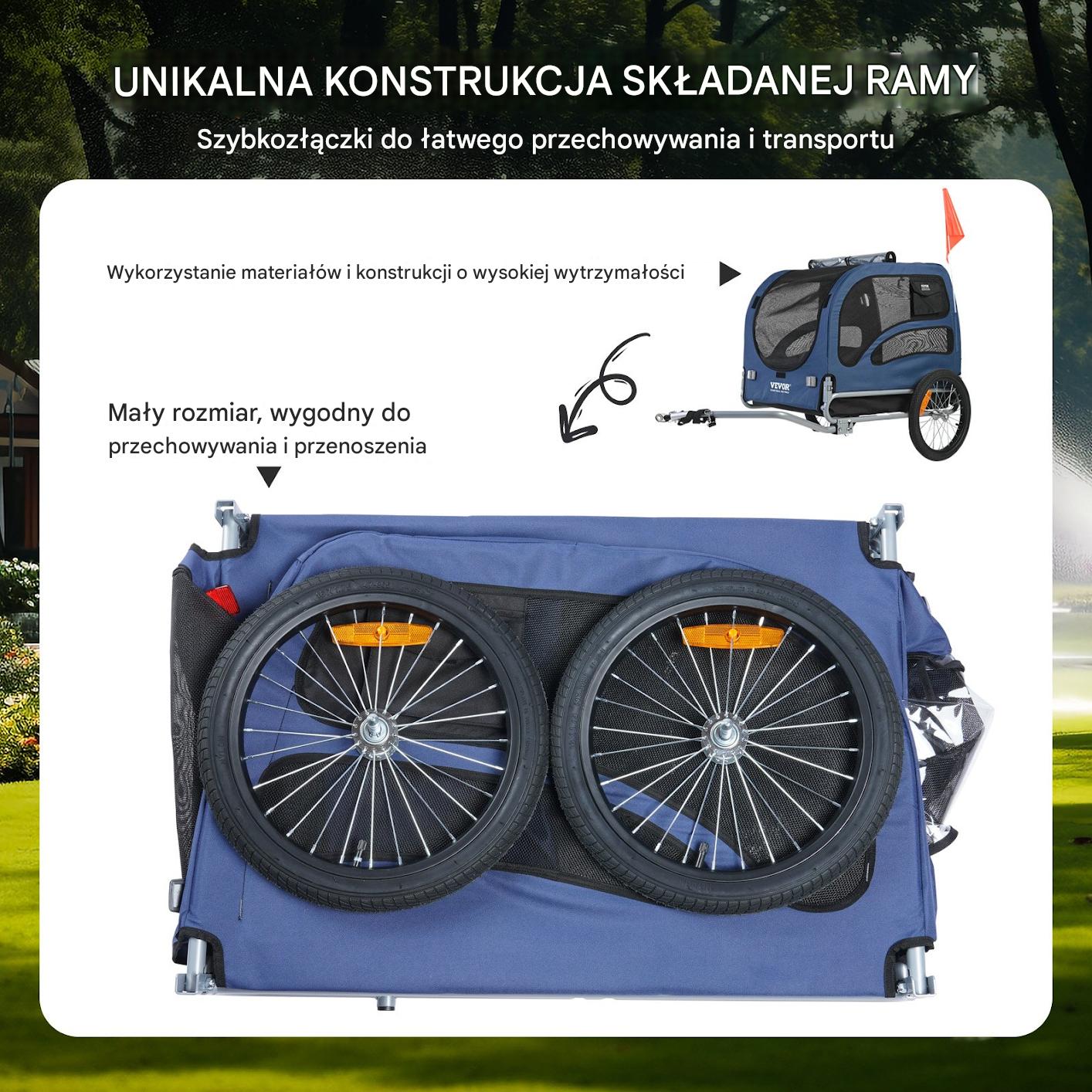 Przyczepka rowerowa dla psa do przewozu transporter do 45 kg - obrazek 6