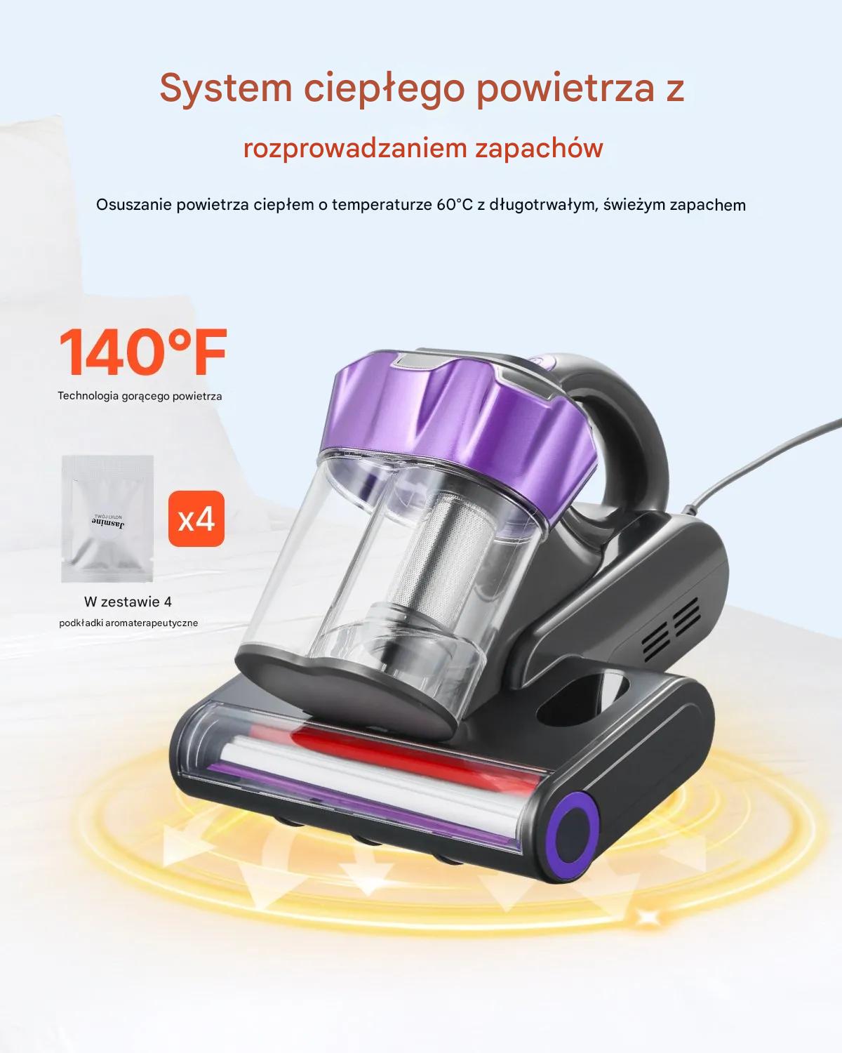 Odkurzacz ręczny do tapicerki 550W materacy 18 kPa HEPA 27 000 RPM 650ml - obrazek 4