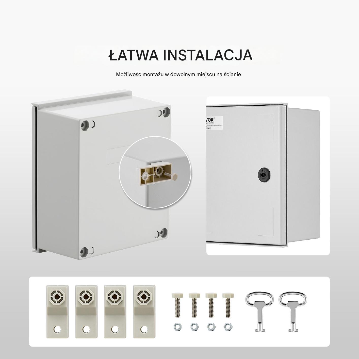 Skrzynka elektryczna NEMA 4X 30x25x14 cm IP66 wodoodporna z płytą - obrazek 3
