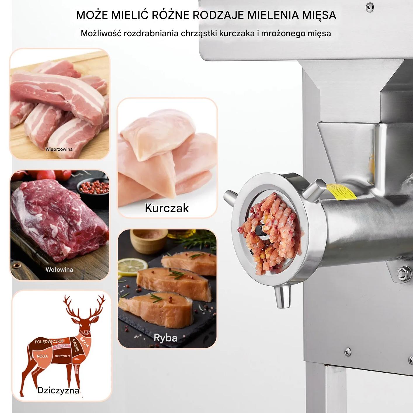 Maszynka do mięsa elektryczna 10kg/min stal nierdzewna - do restauracji - obrazek 4