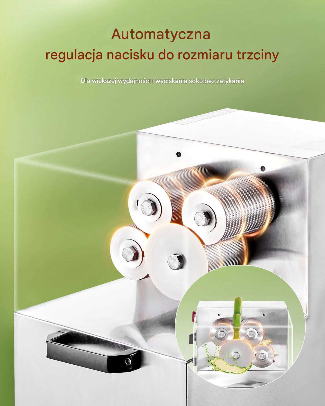 Wyciskarka do trzciny cukrowej 800W 300kg/h 4 rolki stalowa do lokalu - obrazek 7