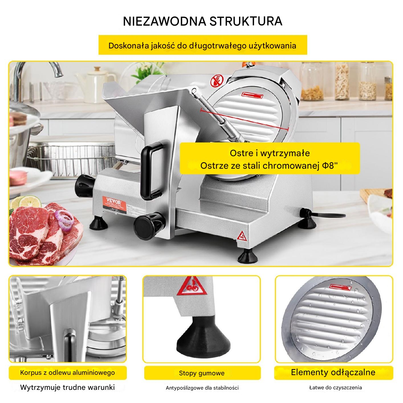 KRAJALNICA GASTRONOMICZNA DO MIĘSA SERA 203mm plaster 0-12 mm - obrazek 5