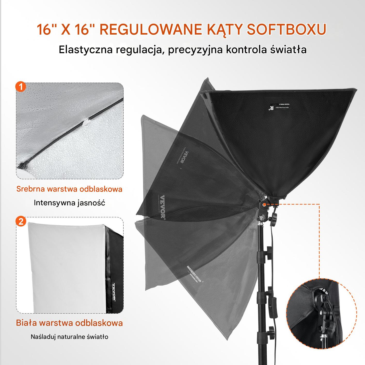 Lampa studyjna led 45W + softbox 40x40cm + statyw + futerał - obrazek 4