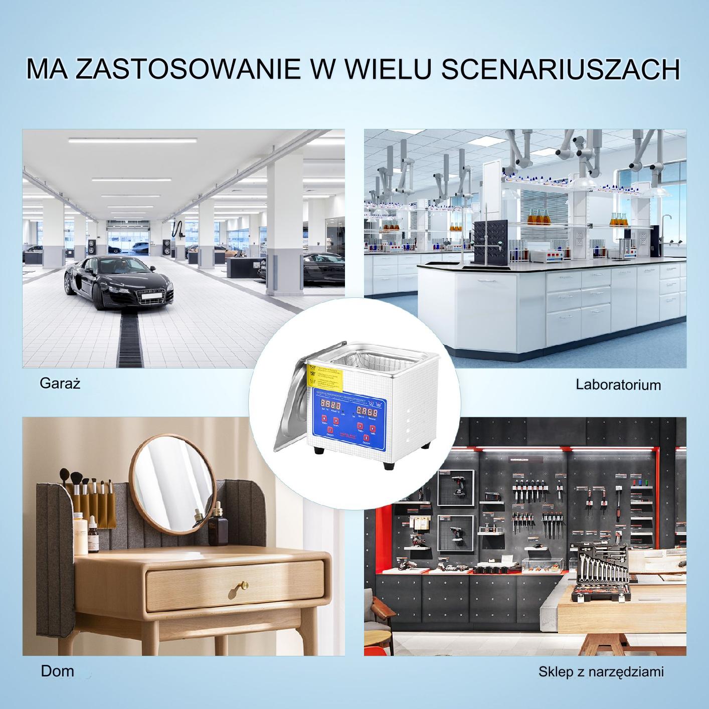 Myjka ultradźwiękowa 0,3L 40kHz podgrzewanie timer 60W profesjonalna - obrazek 6