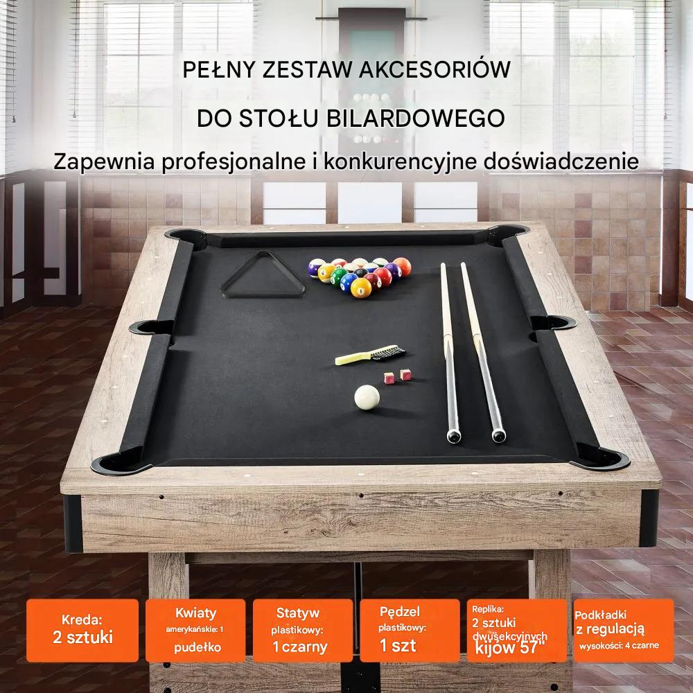 Stół bilardowy 213 cm z akcesoriami regulowane nogi do pokoju gier - obrazek 4