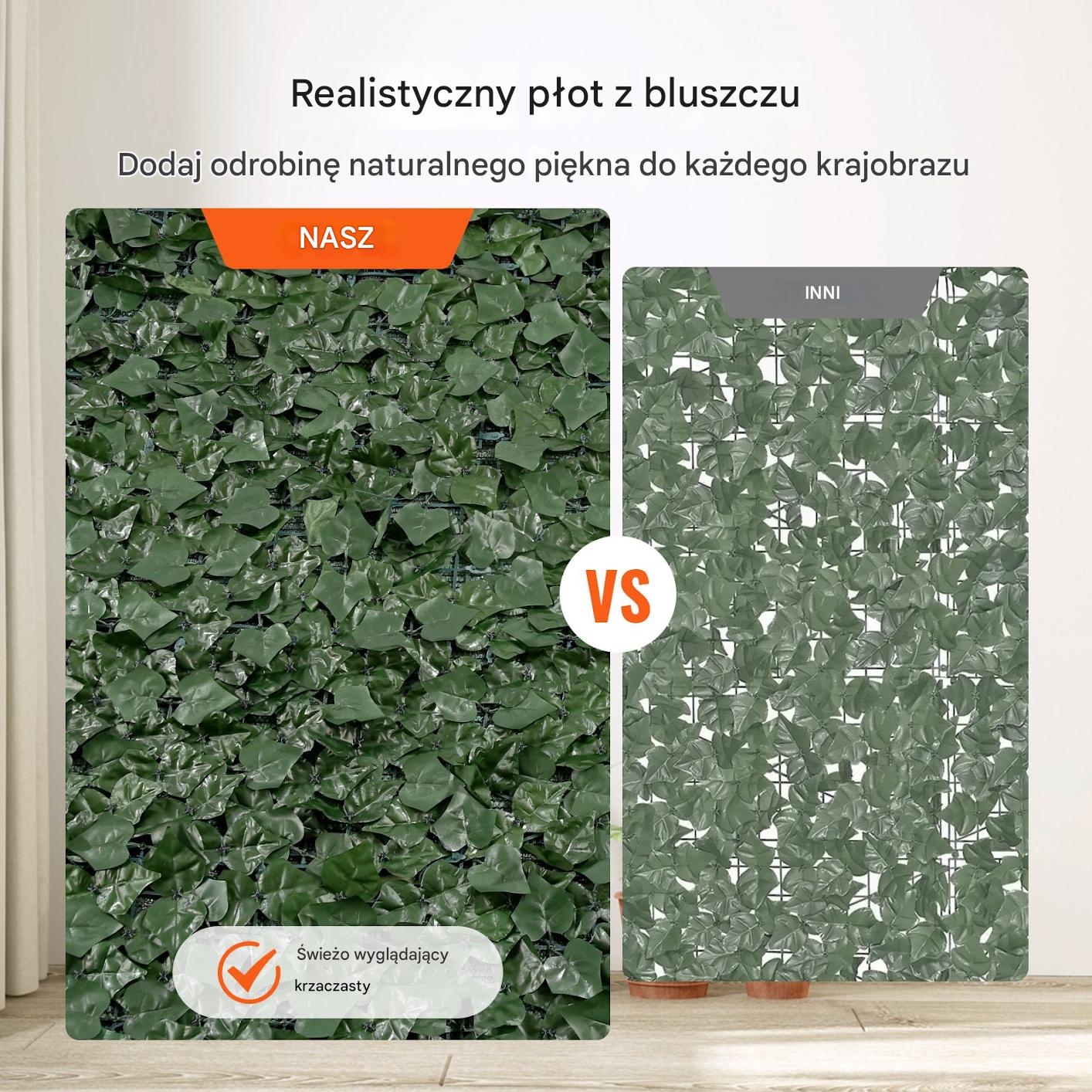Sztuczny żywopłot bluszcz 3 x 1,5 m zielony dekoracja ogród balkon taras - obrazek 4