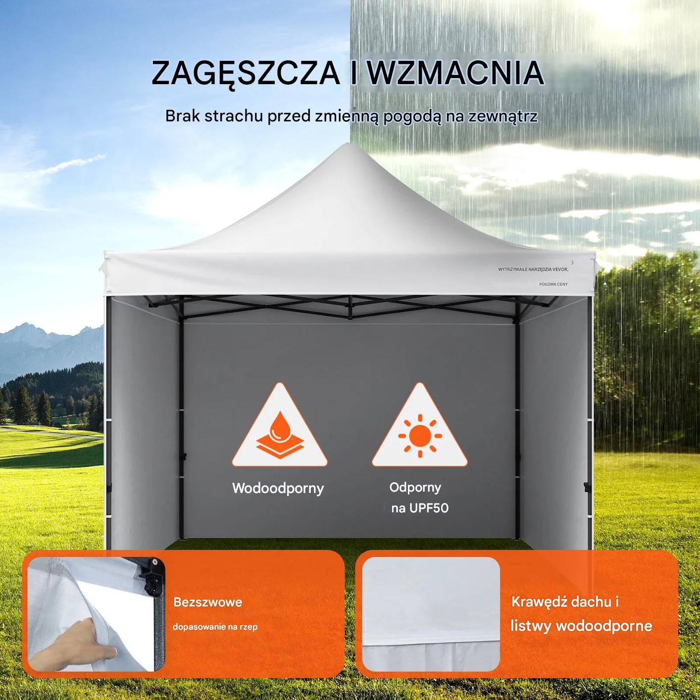 Namiot ogrodowy 3x3m z ściankami składany pawilon pop-up torba plaża ogród - obrazek 4