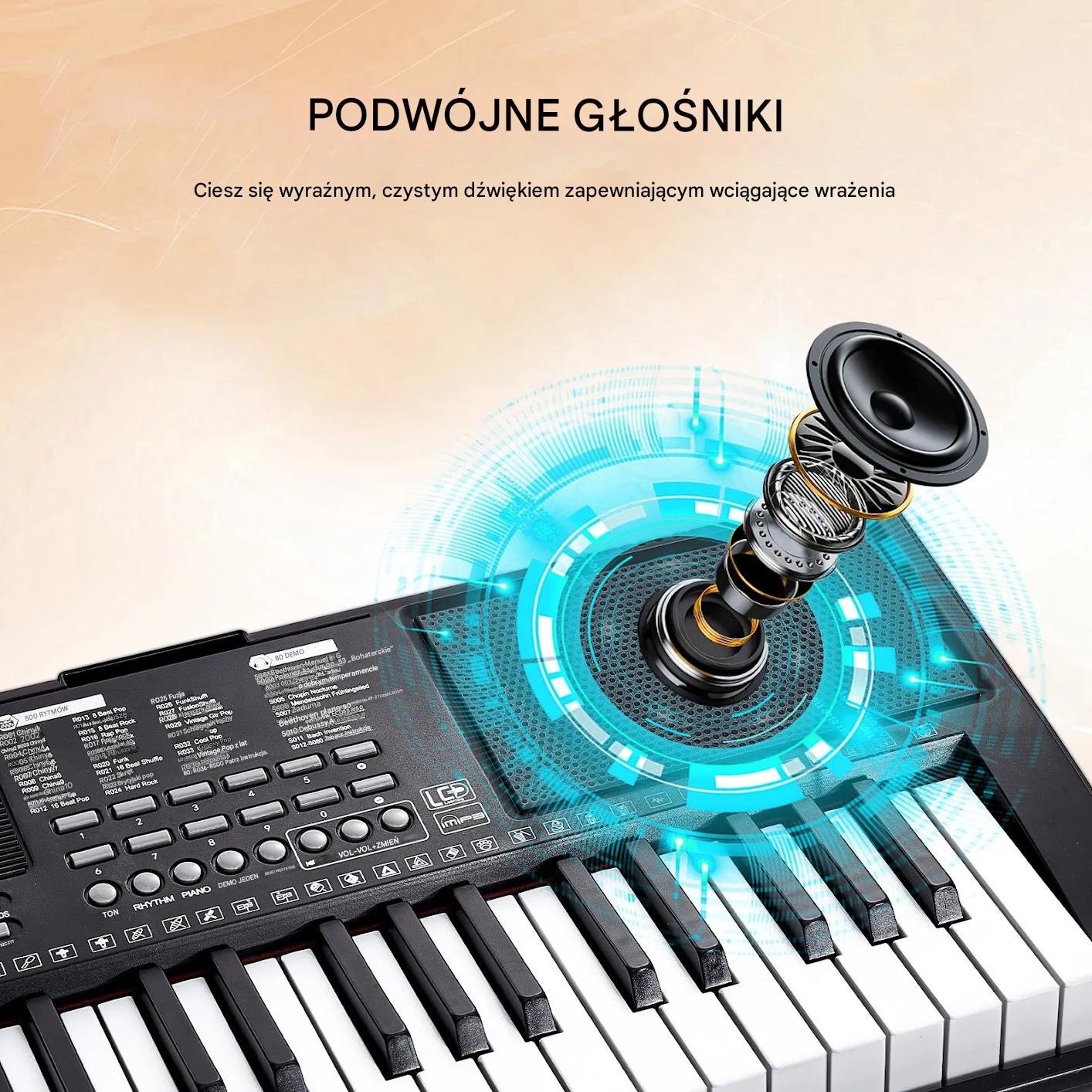 Keyboard 1000 tonów 88-klawiszowe cyfrowe, przenośne, Bluetooth/USB - obrazek 6