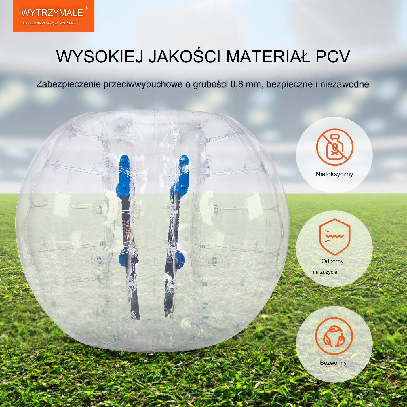 Kula bumper ball zorbing bąbelkowa ogrodowa 1.5 m przeźroczysta premium - obrazek 7