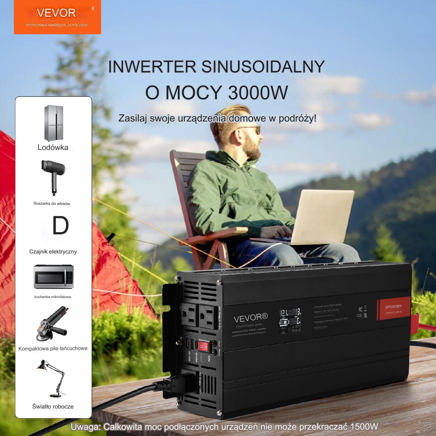 Falownik przetwornica inwerter czysta fala sinusoidalna 3000W - obrazek 4