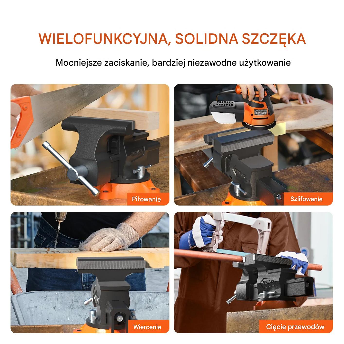 Imadło warsztatowe 16,5cm obrotowe z kowadłem żeliwne do wiertarki rur - obrazek 6