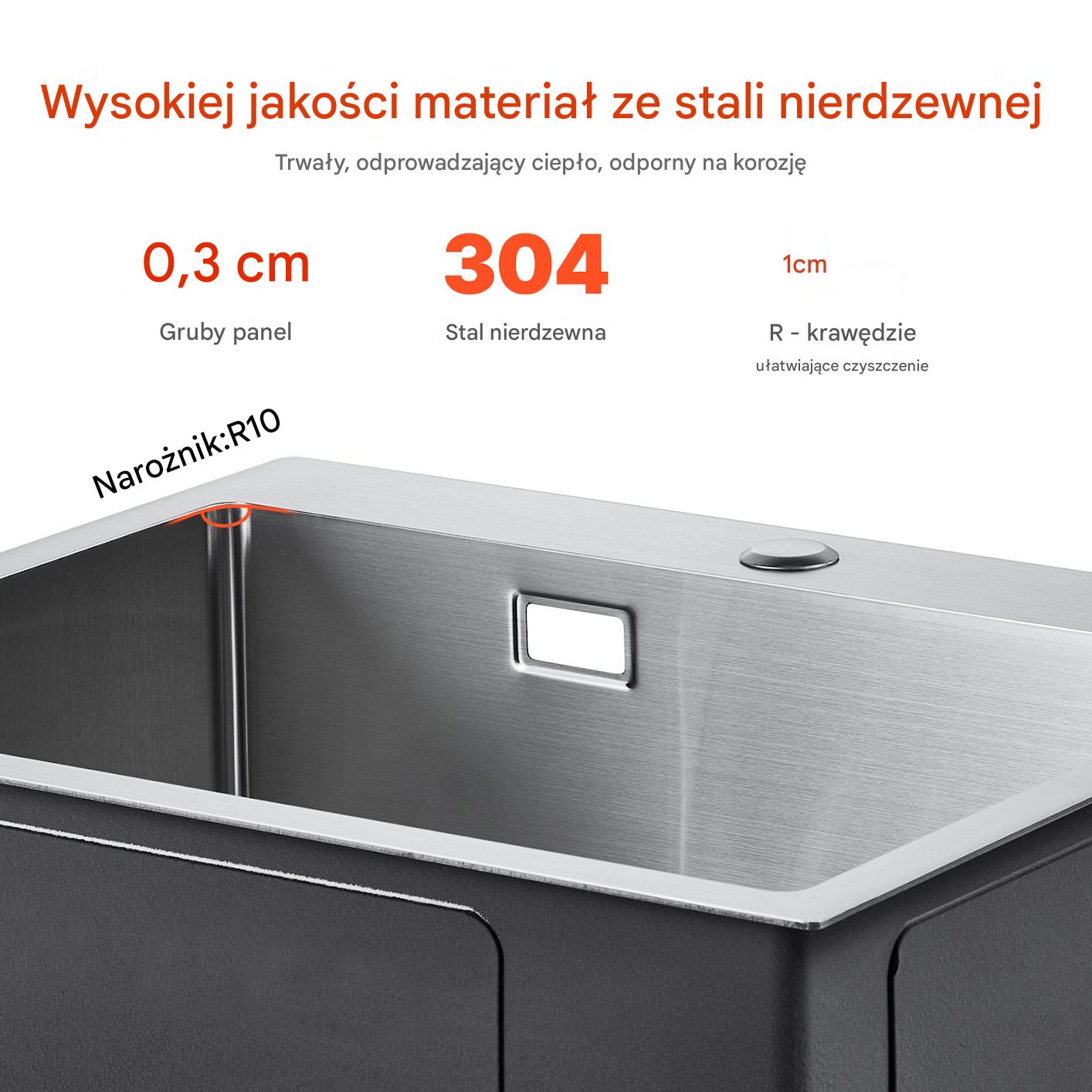 Zlew gastronomiczny basen zlewozmywak gospodarczy 40 x 45 cm stal - obrazek 4