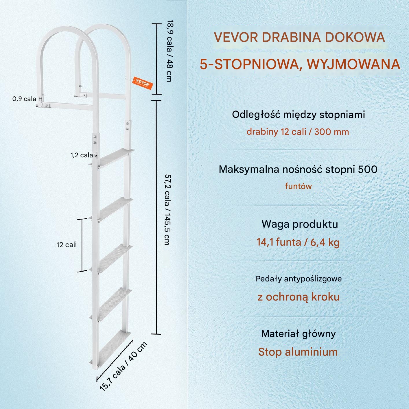 Drabina Dokowa Jachtowa 5 Stopni - obrazek 2
