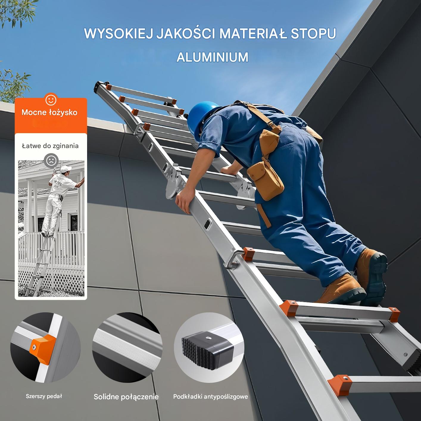 Drabina składana teleskopowa aluminiowa – 6,2 m - obrazek 7